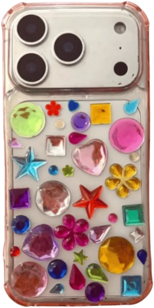 Funda transparente con gemas