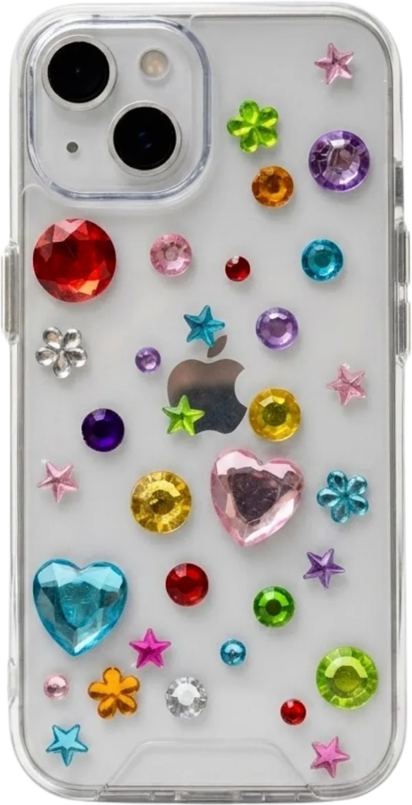 Funda transparente cubierta de gemas de colores